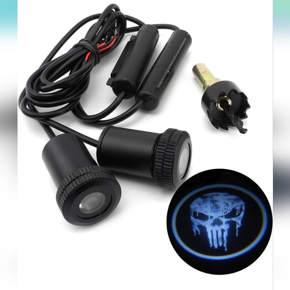 2 Punisher skull car door LED projector lights - Picture 2 of 5